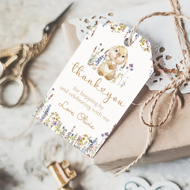 Wildflower Bunny Rabbit Birthday Gift Tag (Creator Uploaded)