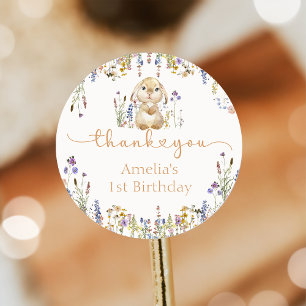 Wildflower Bunny Rabbit Birthday Sticker