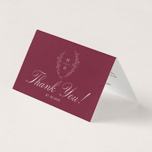 Wildflower Burgundy Wedding Folded Photo thank you