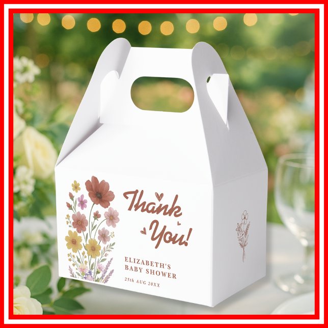 Wildflower Burnt Orange Baby Shower Thank You Favour Box (Creator Uploaded)
