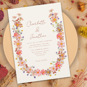 Wildflower burnt orange fall Wedding Invitation