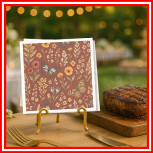 Wildflower Burnt Orange Floral Boho Napkin