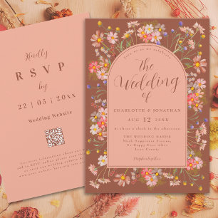 Wildflower Burnt Orange Terracotta Fall Wedding Invitation
