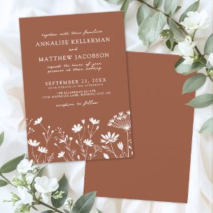 Wildflower Burnt Orange Wedding Invitation