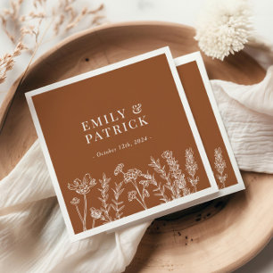 Wildflower Burnt Orange Wedding Napkin