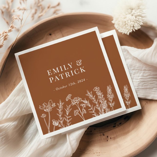 Wildflower Burnt Orange Wedding Napkin (Creator Uploaded)