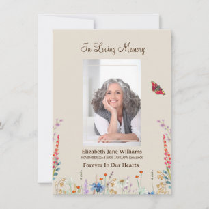 Wildflower & Butter Funeral Memorial Prayer Card