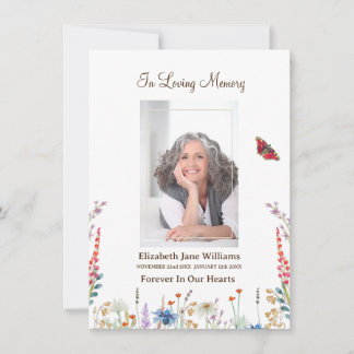 Wildflower & Butter  Funeral Memorial Prayer   Card