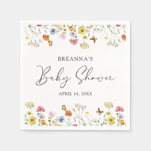Wildflower Butterflies Boho Baby Shower Napkin