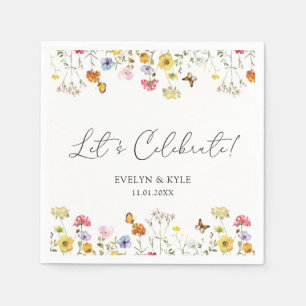 Wildflower Butterflies Boho Let's Celebrate Napkin