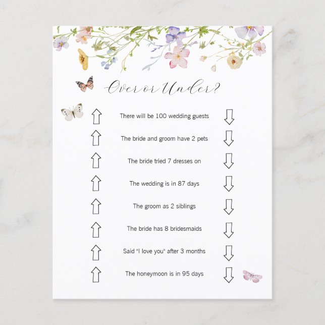 Wildflower Butterflies Over Under Bridal Shower (Front)