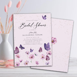 Wildflower Butterflies Purple Garden Bridal Shower Invitation