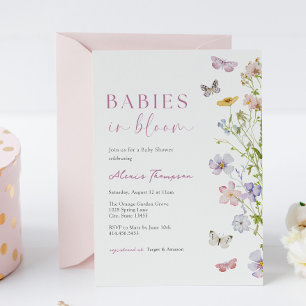 Wildflower Butterfly Babies in Bloom Twin Shower Invitation
