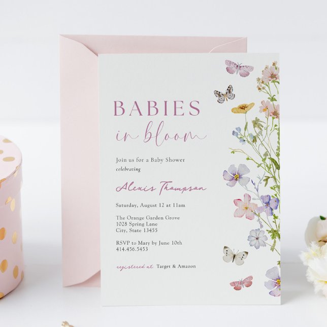 Wildflower Butterfly Babies in Bloom Twin Shower Invitation (Creator Uploaded)