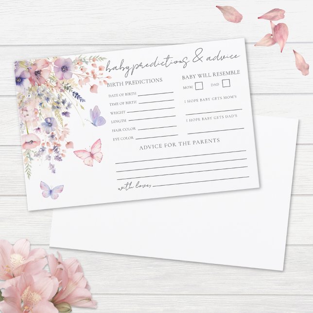 Wildflower Butterfly Baby Advice Predictions Card (Wildflower Butterfly Baby Advice Predictions Card )