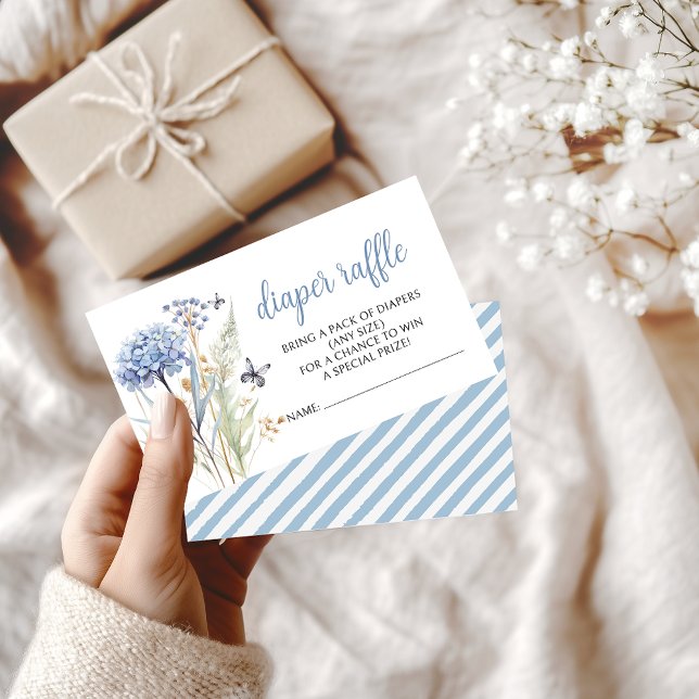 Wildflower butterfly baby boy shower diaper raffle enclosure card (Creator Uploaded)