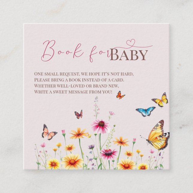 Wildflower Butterfly Baby in Bloom Baby Shower  Enclosure Card (Front)