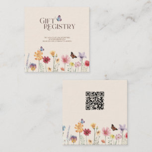 Wildflower Butterfly Baby Shower Gift Registry Enclosure Card
