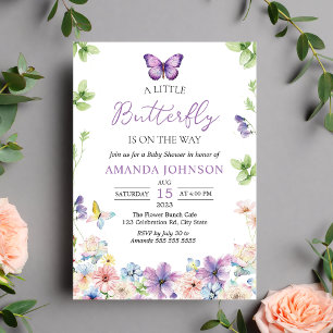Wildflower Butterfly Baby Shower Invitation