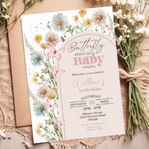 Wildflower Butterfly Baby Shower Invitation