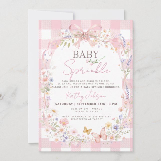 Wildflower Butterfly Baby Sprinkle Invite (Front)