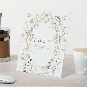 Wildflower Butterfly Bee Baby Shower Favours Pedestal Sign