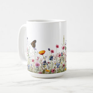 Wildflower Butterfly Botanical Garden Floral Patte Coffee Mug
