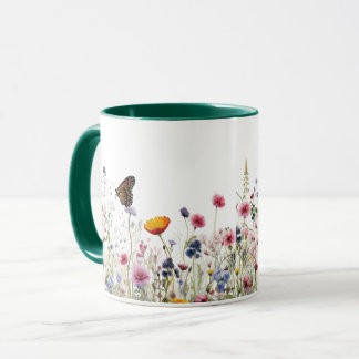 Wildflower Butterfly Botanical Garden Floral Patte Mug