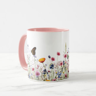 Wildflower Butterfly Botanical Garden Floral Patte Mug
