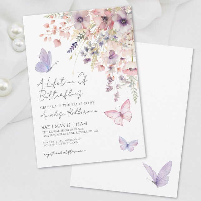 Wildflower Butterfly Bridal Shower Invitation (Wildflower Butterfly Bridal Shower Invitation)