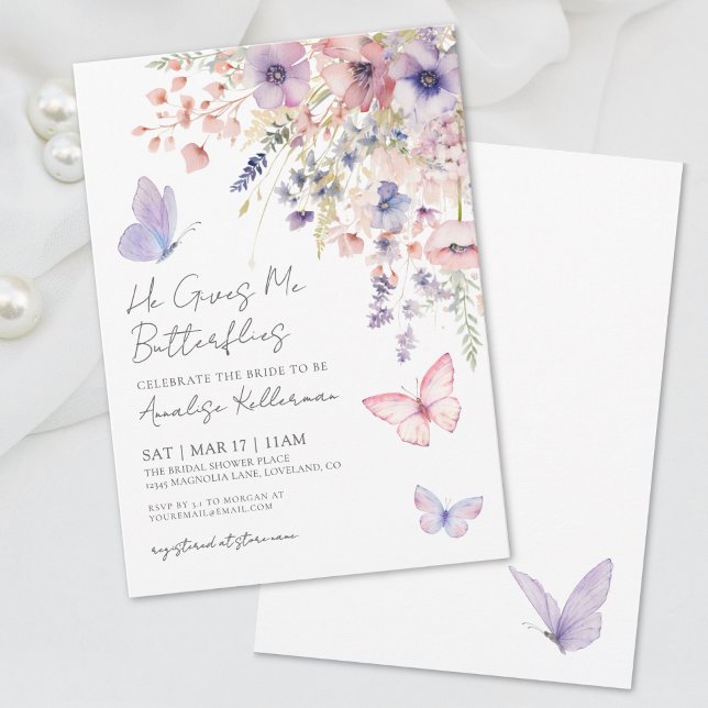 Wildflower Butterfly Bridal Shower Invitation (Wildflower Butterfly Bridal Shower Invitation )