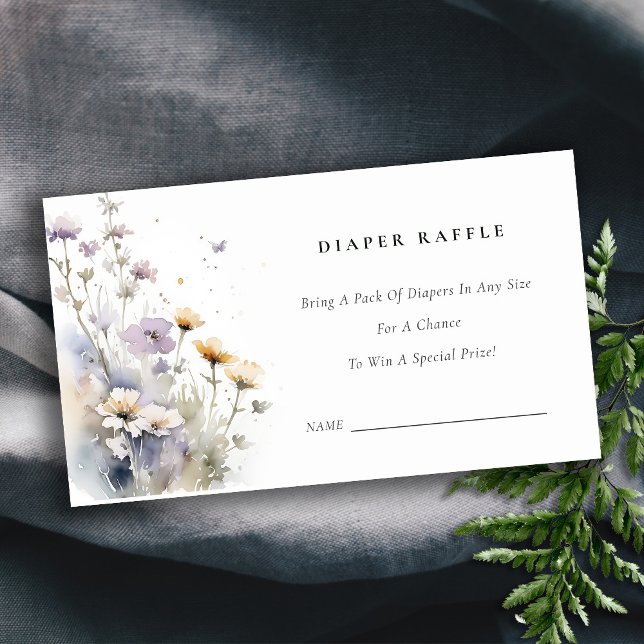 Wildflower Butterfly Diaper Raffle Baby Shower Enclosure Card (Creator Uploaded)
