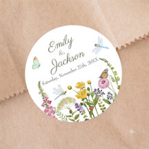Wildflower Butterfly Dragonfly Watercolor Wedding