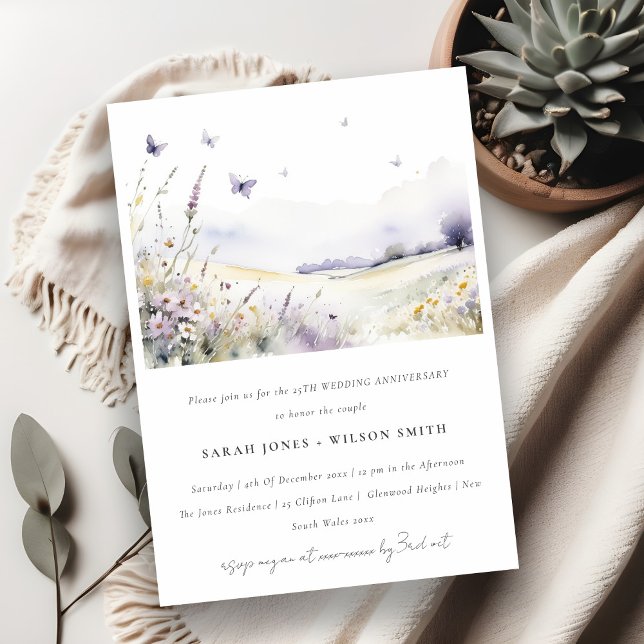 Wildflower Butterfly Field Wedding Anniversary Invitation (Creator Uploaded)