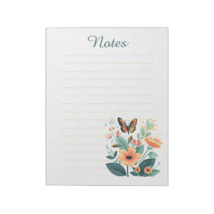 Wildflower Butterfly Floral Lined Aesthetic Notes