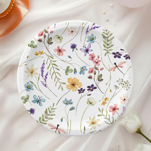 Wildflower Butterfly Garden Baby Shower Paper Plate