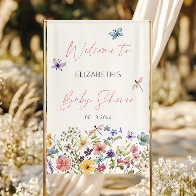 Wildflower Butterfly Garden Baby Shower Welcome Banner (Creator Uploaded)