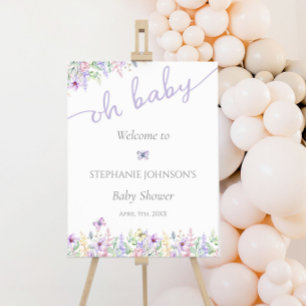 Wildflower Butterfly Garden Lavender Baby Welcome Poster