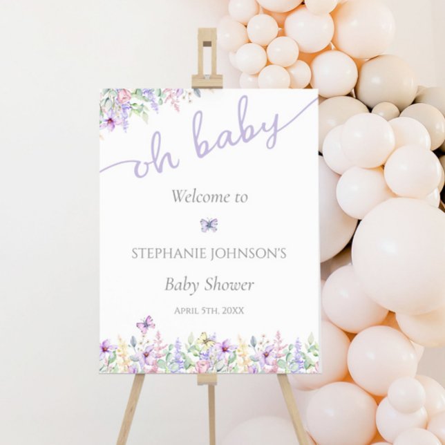 Wildflower Butterfly Garden Lavender Baby Welcome Poster (Creator Uploaded)