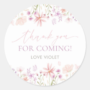 Wildflower Butterfly Girls 1st Birthday  Classic Round Sticker