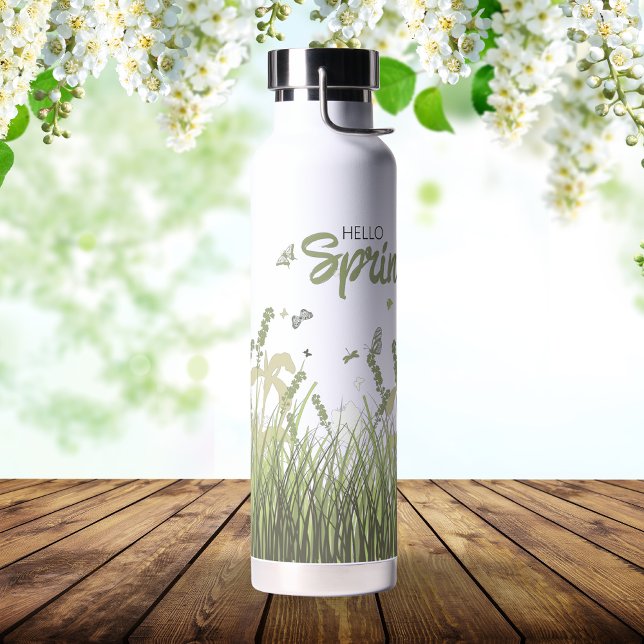 Wildflower Butterfly Hello Spring Personalised Water Bottle (Creator Uploaded)