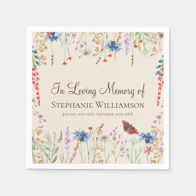Wildflower & Butterfly In Loving Memory  Napkin (Front)