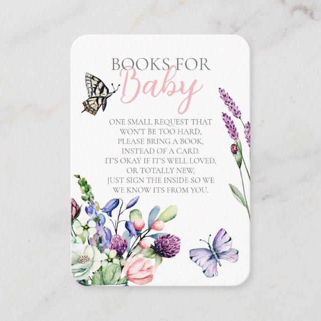 Wildflower Butterfly Jar Bohemian Book Request Enclosure Card (Front)