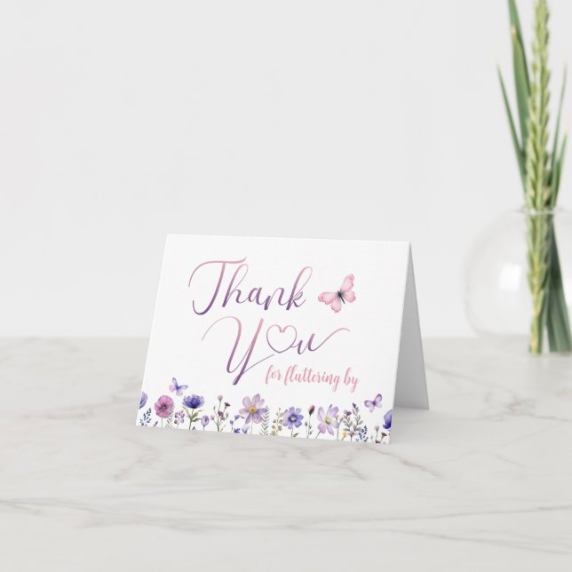 Wildflower Butterfly Party Thank You Card (Front)