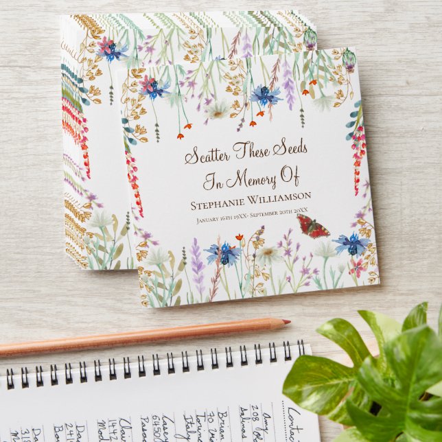 Wildflower & Butterfly Scatter Seeds in  Memory of Envelope (Stacked)