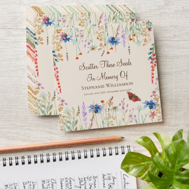 Wildflower & Butterfly Scatter Seeds in  Memory of Envelope (Stacked)