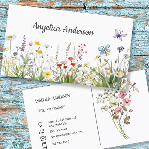 Wildflower Butterfly Watercolor Business Card