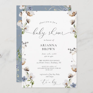 Wildflower Calligraphy Baby Shower Invitation