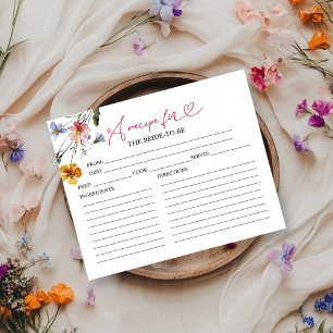 Wildflower Calligraphy Bridal Shower Recipe Cards