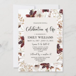 Wildflower Celebration of life Invitation Funeral